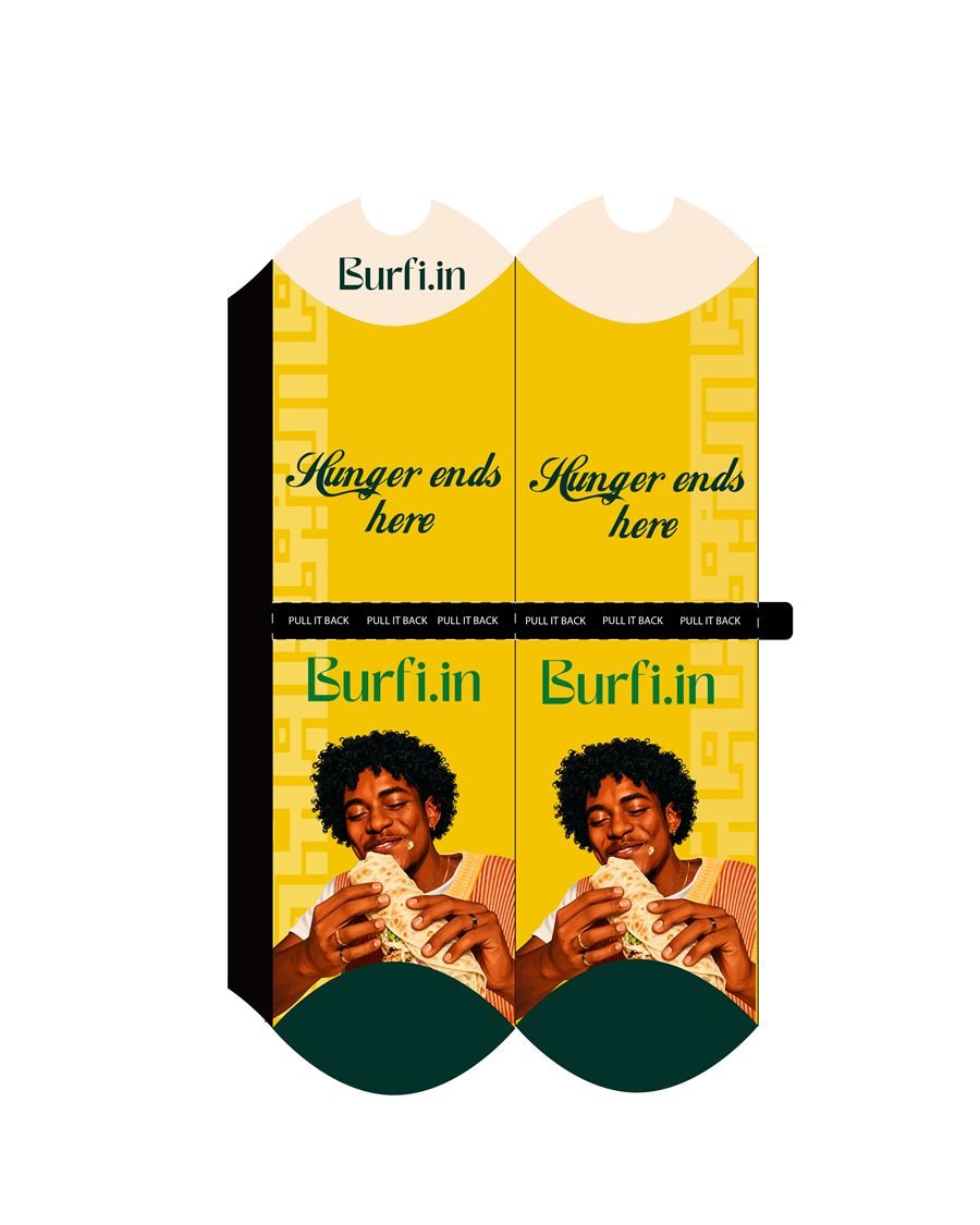 Burfi.in shawarma wrap sleeve dieline — olive colourway