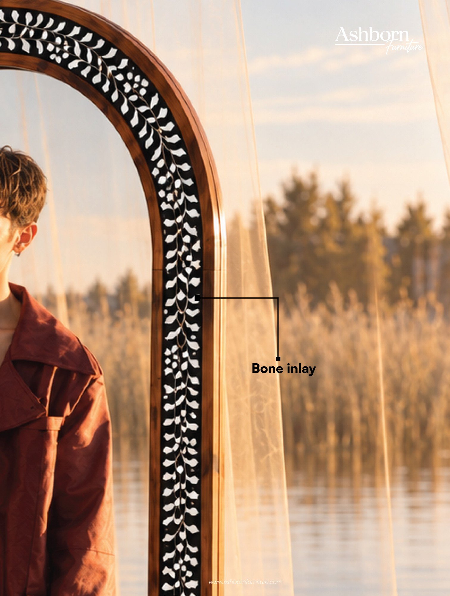 Ashborn Furniture bone inlay mirror detail campaign creative