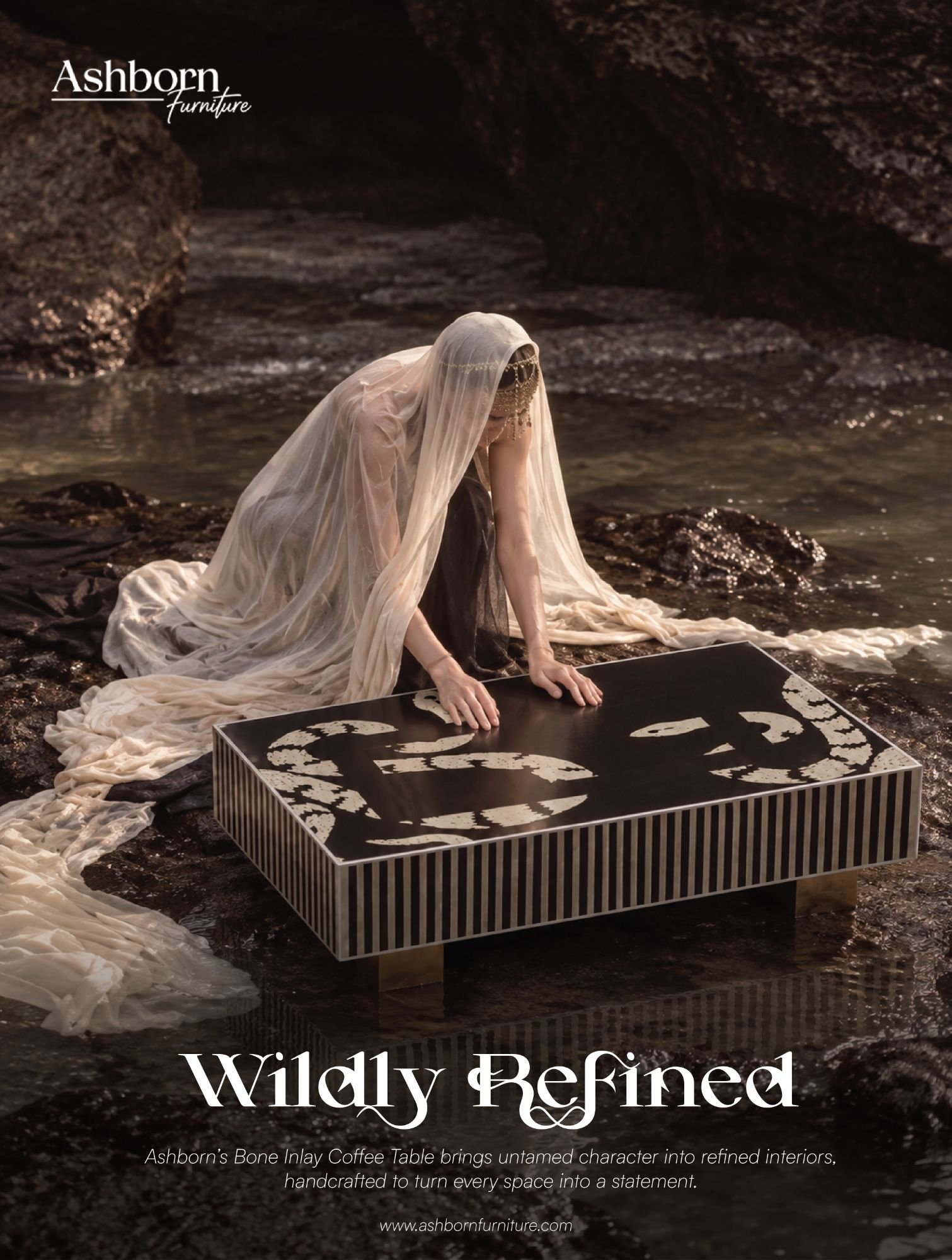 Ashborn Furniture Wildly Refined bone inlay coffee table campaign creative
